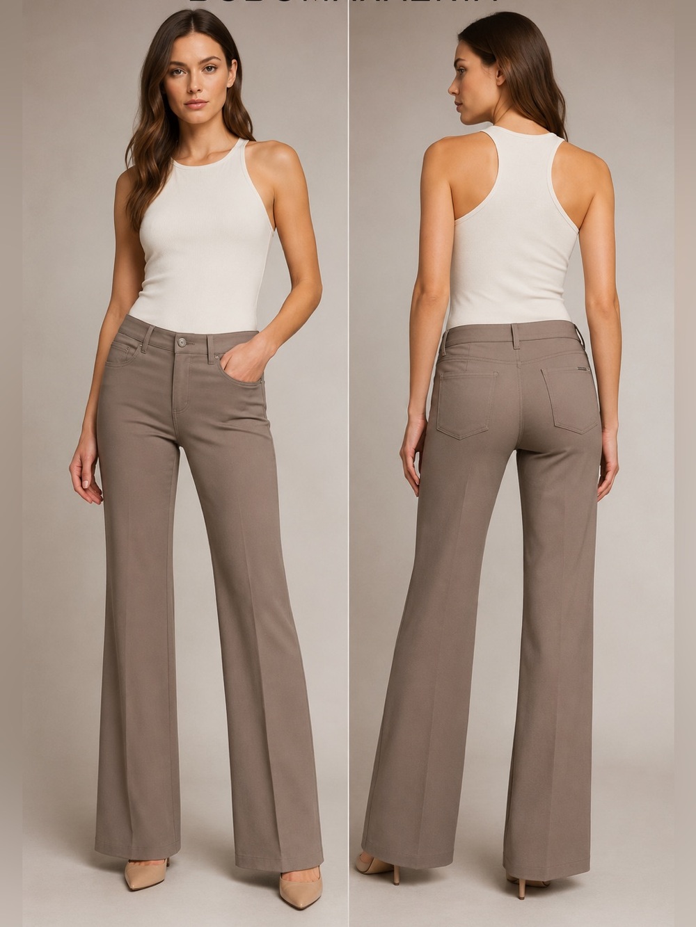 BCBGMAXAZRIA Taupe Stretch Wide Leg Dress Pants Size 4 S/M NWT